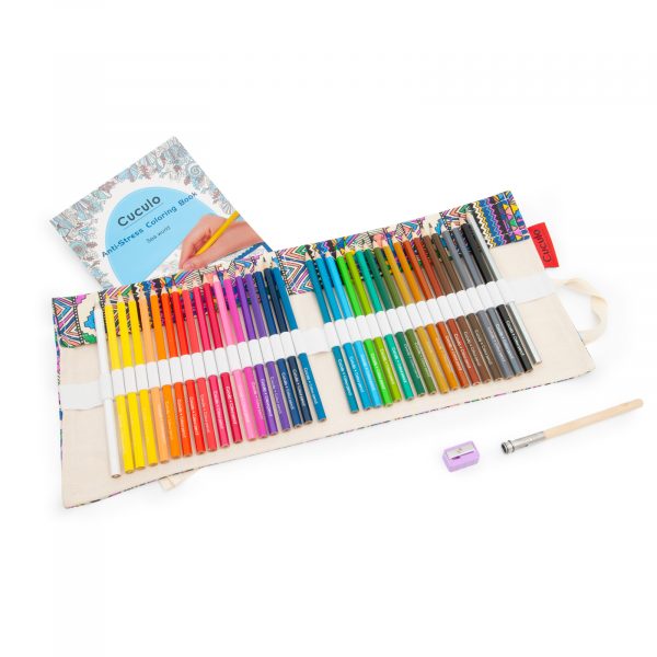 Culori Cuculo, într-o carcasă cu motiv ETNO care se rulează, cu ascuțitoare și extensie pentru a le lungi, 36 de bucăți, cărți de colorat anti-stres GRATUIT - imagine 4