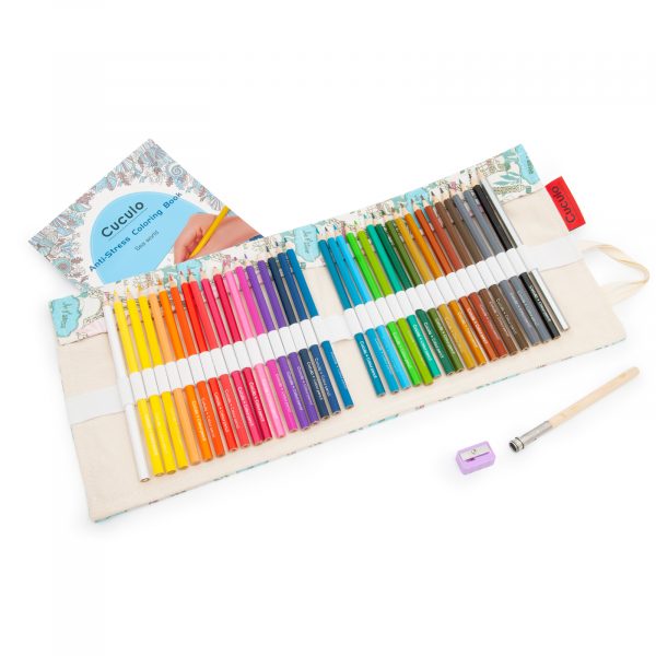 Culori Cuculo, într-o carcasă cu motiv PARIS care se rulează, cu ascuțitoare și extensie pentru a le lungi, 36 de bucăți, cărți de colorat anti-stres GRATUIT - imagine 4