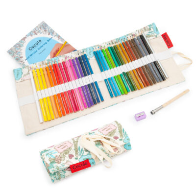 Culori Cuculo, într-o carcasă cu motiv PARIS care se rulează, cu ascuțitoare și extensie pentru a le lungi, 36 de bucăți, cărți de colorat anti-stres GRATUIT