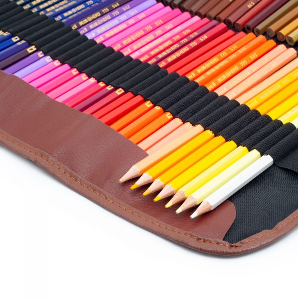 Creioane de acuarelă Cuculo, într-o carcasă neagră care se rulează, cu ascuțitoare, pensulă și extensie pentru a le lungi, 72 de bucăți, cărți de colorat anti-stres GRATUIT - imagine 4