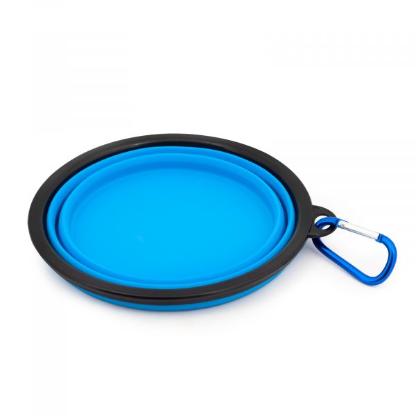 Vas pentru animale, din silicon, pliabil, cu carabinieră, albastru, dimensiune S, L, Domestico - imagine 4