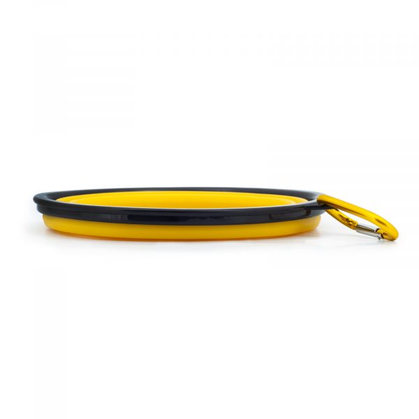 Vas pentru animale, din silicon, pliabil, cu carabinieră, galben, dimensiune S, L, Domestico - imagine 4