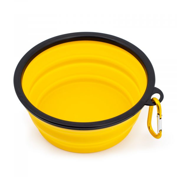 Vas pentru animale, din silicon, pliabil, cu carabinieră, galben, dimensiune S, L, Domestico - imagine 3