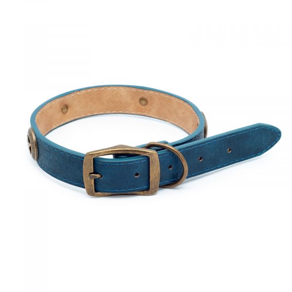 Zgardă STAR, piele ecologică, albastră, Domestico - imagine 2