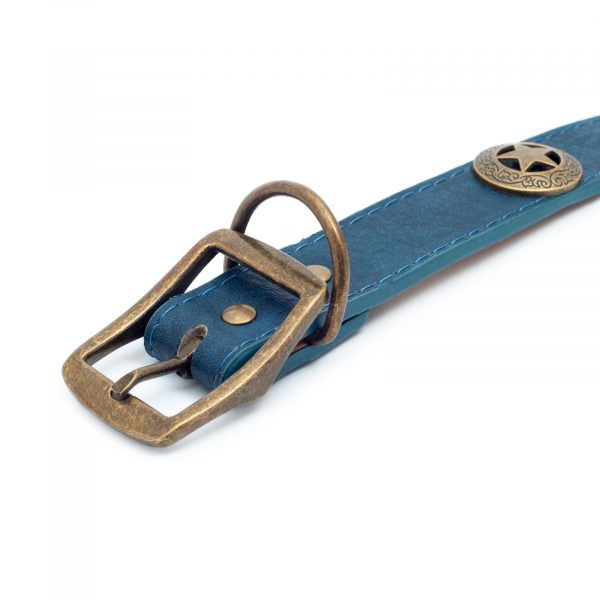 Zgardă STAR, piele ecologică, albastră, Domestico - imagine 4