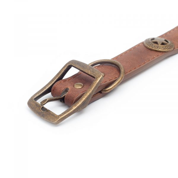 Zgardă STAR, piele ecologică, maronie, Domestico - imagine 4