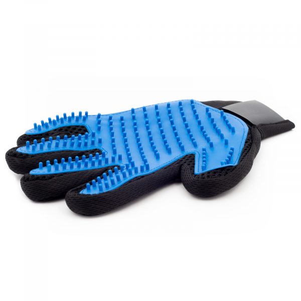 Mănușă din silicon pentru perierea și masajul blănii câinilor și pisicilor, albastră, pentru stângaci, pentru dreptaci, Domestico - imagine 4