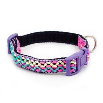 Zgardă textilă PARACORD, curcubeu, dimensiune XS-L, Domestico