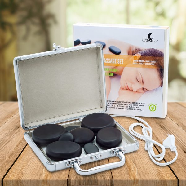 HSMS-Basic_Scene Pietre vulcanice pentru masaje: Trusa într-o valiză de încălzire - 8 bucăți - imagine 1